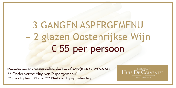 Vanaf heden, lekkere asperges verkrijgbaar bij Huis De Colvenier in Antwerpen. 